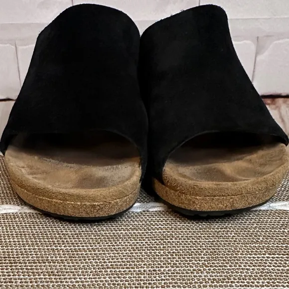 Black Suede Women's Wedge Sandals Size 37 by Papillio Spring Summer Comfortable