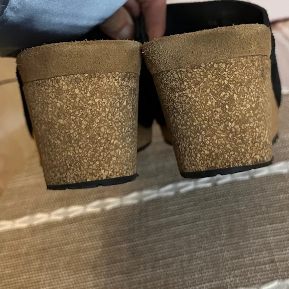 Black Suede Women's Wedge Sandals Size 37 by Papillio Spring Summer Comfortable