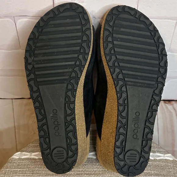 Black Suede Women's Wedge Sandals Size 37 by Papillio Spring Summer Comfortable