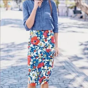 Boden Richmond Poppy Floral Pencil Skirt Colorful Career Office UK14 US10