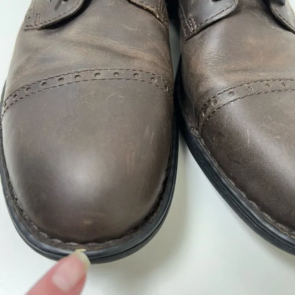 Born Brown Suede Cap Toe Quarter Brogue Derby Shoes Lace Business Mens 15M / 49