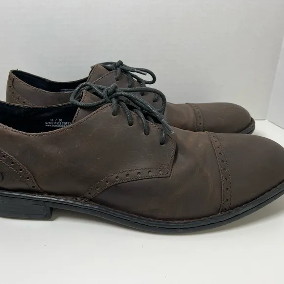 Born Brown Suede Cap Toe Quarter Brogue Derby Shoes Lace Business Mens 15M / 49