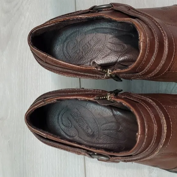 Born Women Ankle Leather Comfort Heels shoes boots sz 10