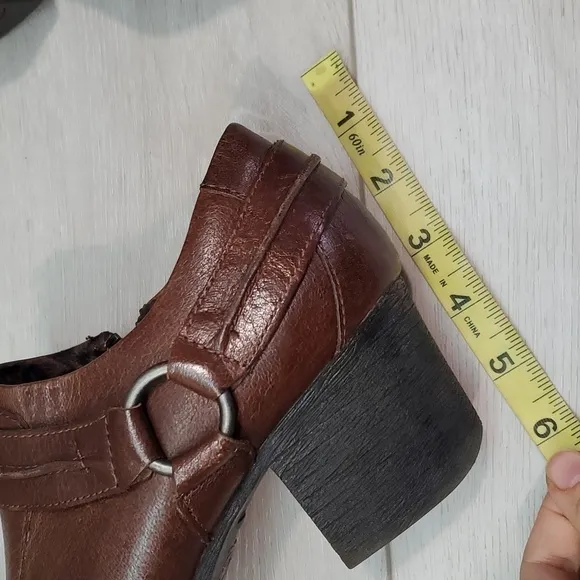 Born Women Ankle Leather Comfort Heels shoes boots sz 10