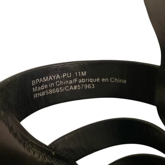 BP Amaya Black faux leather Strappy Platform Sandals size 11M