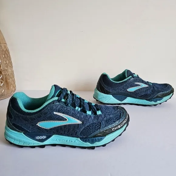 Brooks Cascadia 7 Lace Up Trail Running Hiking Lightweight Sneaker Blue Shoes 8