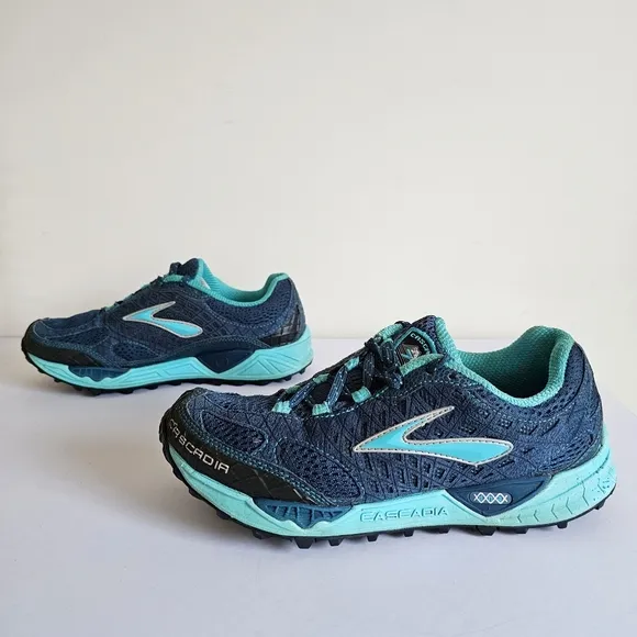 Brooks Cascadia 7 Lace Up Trail Running Hiking Lightweight Sneaker Blue Shoes 8