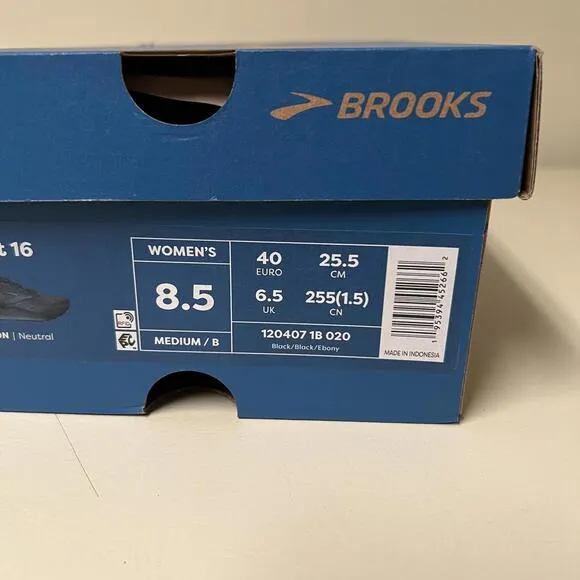 Brooks Ghost 15 Running Shoes - Black Fitness Sneakers, Women's 8.5
