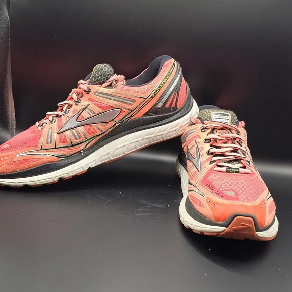 Brooks Mens Transcend Size 11.5D Ultimate Ride Running Shoes Orange Fitness