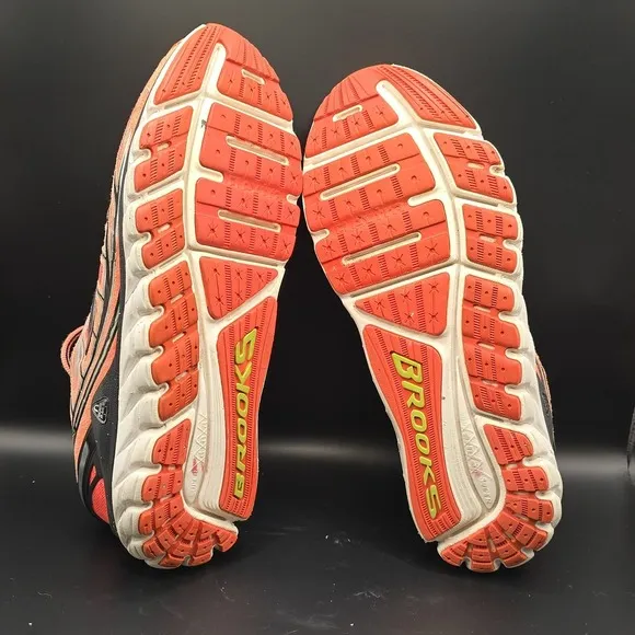 Brooks Mens Transcend Size 11.5D Ultimate Ride Running Shoes Orange Fitness