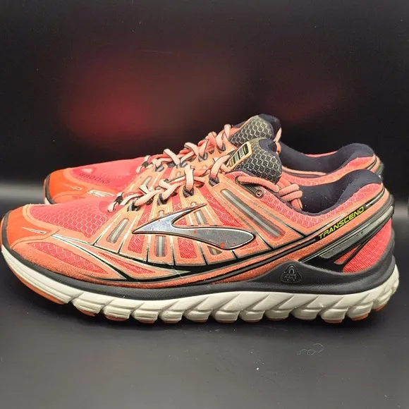 Brooks Mens Transcend Size 11.5D Ultimate Ride Running Shoes Orange Fitness