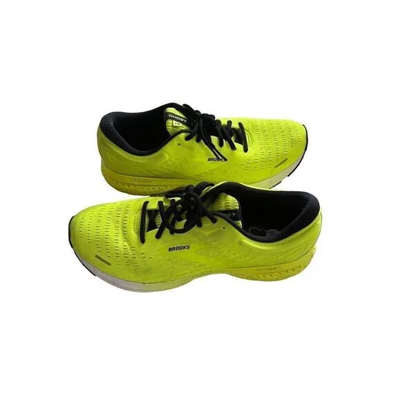 Brooks Ghost Mens Neon Green Lace Up Road Sneakers Athletic Running Shoes 11.5