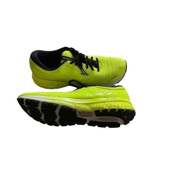 Brooks Ghost Mens Neon Green Lace Up Road Sneakers Athletic Running Shoes 11.5