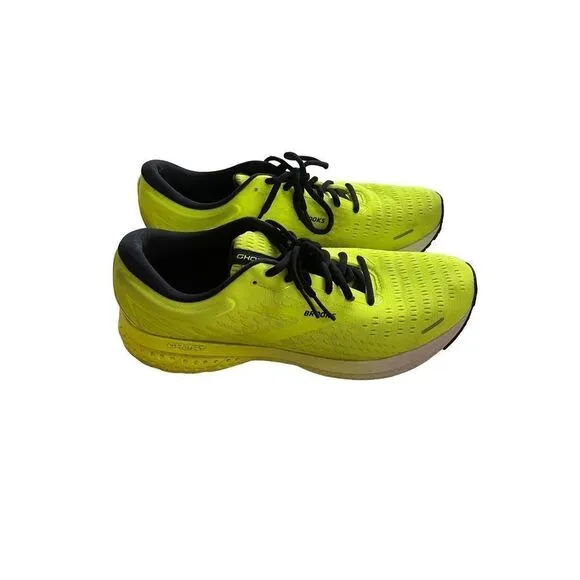 Brooks Ghost Mens Neon Green Lace Up Road Sneakers Athletic Running Shoes 11.5