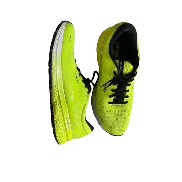 Brooks Ghost Mens Neon Green Lace Up Road Sneakers Athletic Running Shoes 11.5