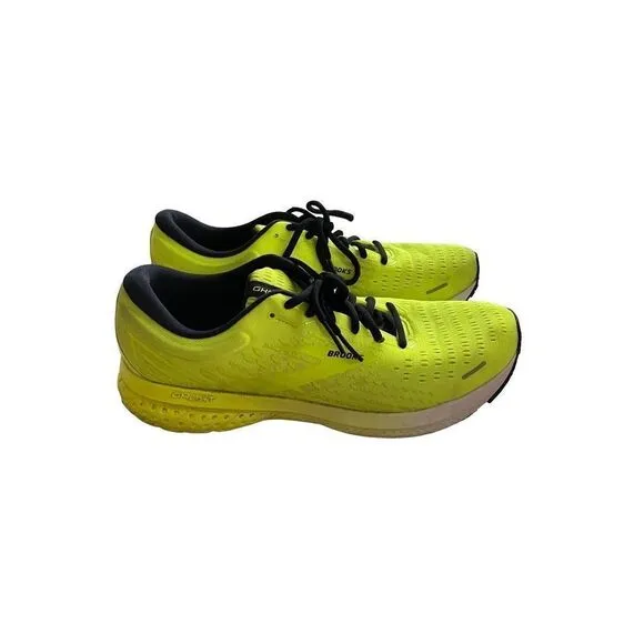 Brooks Ghost Mens Neon Green Lace Up Road Sneakers Athletic Running Shoes 11.5