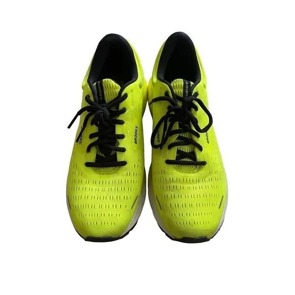 Brooks Ghost Mens Neon Green Lace Up Road Sneakers Athletic Running Shoes 11.5