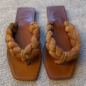 Brown Braided Leather Sandals