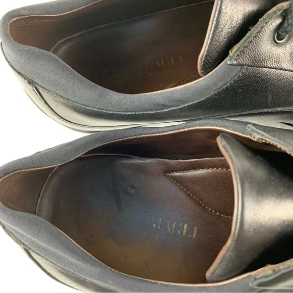 Bruno Magli Black Leather Casual Men's 9.5 ? M Lace Up Sneakers Shoes‎ Y2K Read