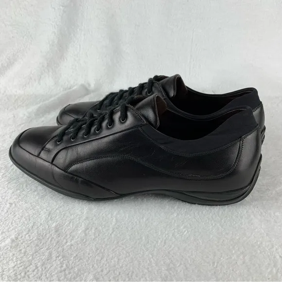 Bruno Magli Black Leather Casual Men's 9.5 ? M Lace Up Sneakers Shoes‎ Y2K Read