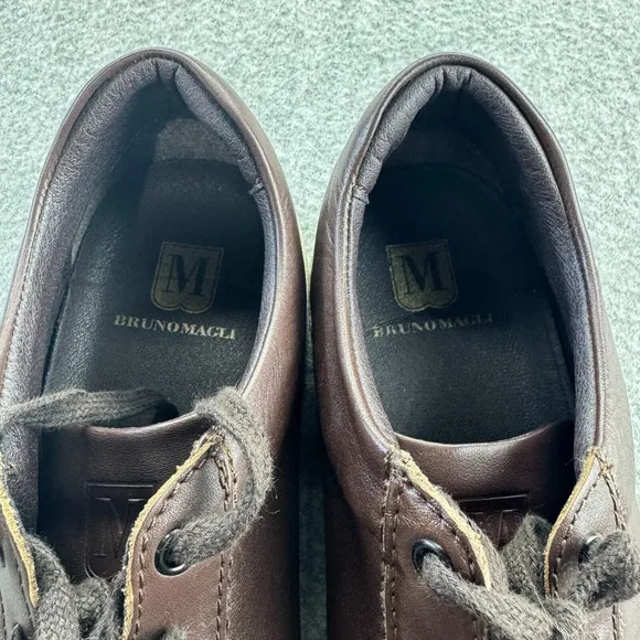 Bruno Magli Diego Sneakers Men's 10M Cognac Low Top Shoes‎ Brown Leather Lace Up