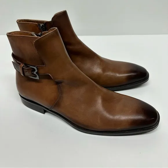 Bruno Magli Men's Angiolini Zip-up Cognac Leather Boot