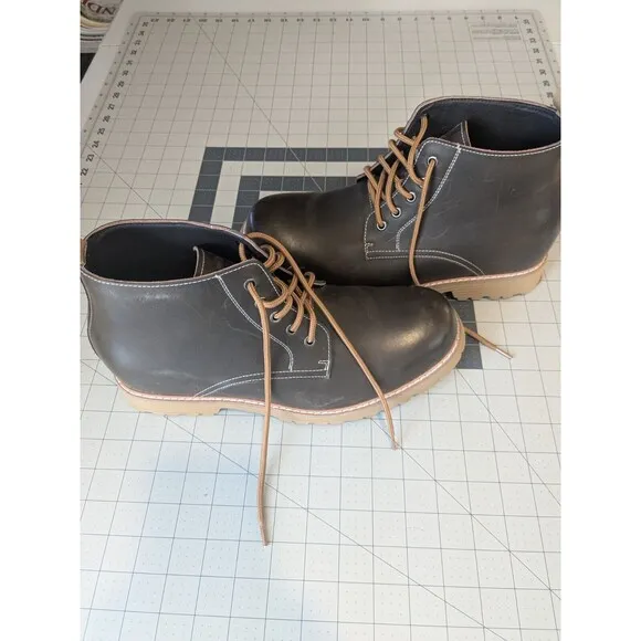 CALTO  Size 10 Height Increase 2.5&quot; Boots Elevator Shoes Dark Brown Leather Men
