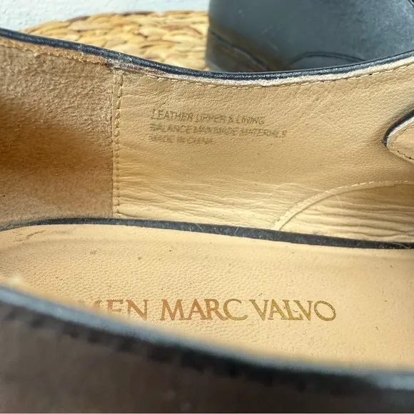 Carmen Marc Valvo Oxfords Black leather Zipper Laceless Shoes Academia womens