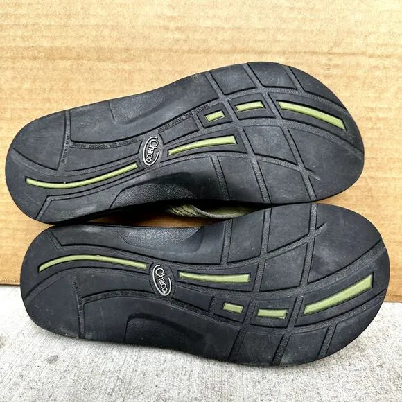 Chaco Flip-Flop Thong Sandals Jacquard Strap Canvas Comfort Slides Green 8
