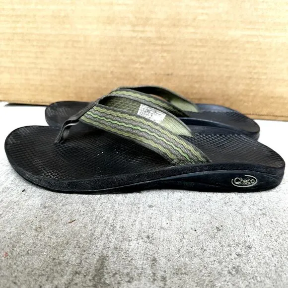 Chaco Flip-Flop Thong Sandals Jacquard Strap Canvas Comfort Slides Green 8