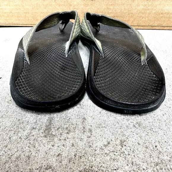 Chaco Flip-Flop Thong Sandals Jacquard Strap Canvas Comfort Slides Green 8