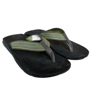 Chaco Flip-Flop Thong Sandals Jacquard Strap Canvas Comfort Slides Green 8