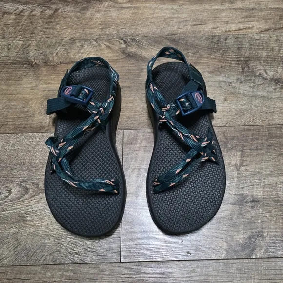 Chaco Teal and Black Strappy Sandals Women Size 9