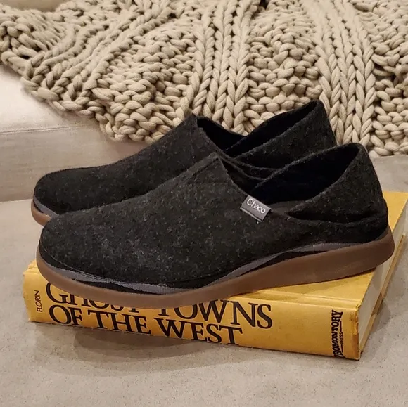 Chaco Vegan Slipper Shoes, Black Felt/Fleece Lined, EVA Footbed, Men's 8.5, NWT