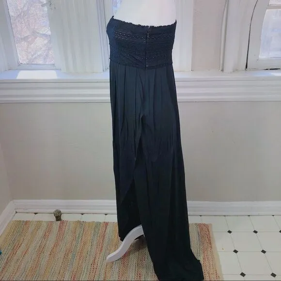 Chan Luu Handmade Black Strapless Lace Maxi Dress – Size L