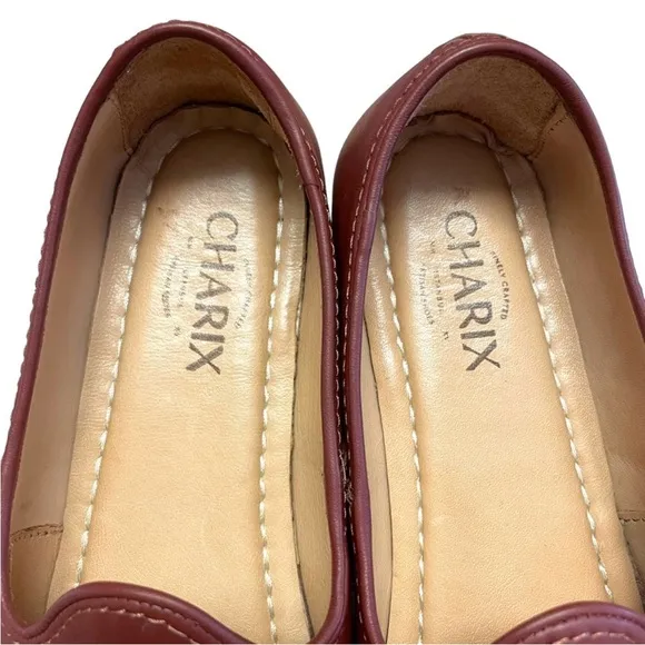 CHARIX Women's Cognac Maroon Red LeatherLoafer Flats Size 38 (8)