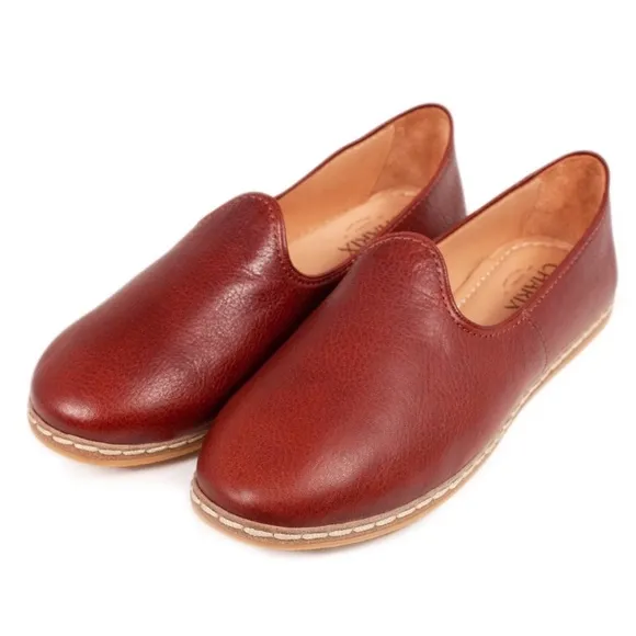 CHARIX Women's Cognac Maroon Red LeatherLoafer Flats Size 38 (8)