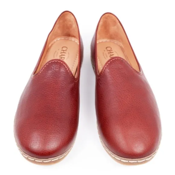 CHARIX Women's Cognac Maroon Red LeatherLoafer Flats Size 38 (8)