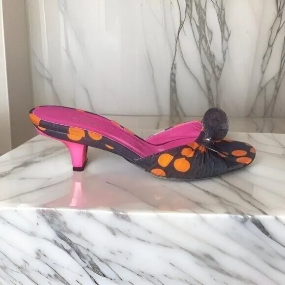 Christian Lacroix Women's Heel Mules Sandals Ladybug Pattern Size 6.5