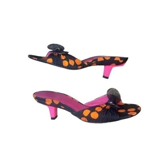 Christian Lacroix Women's Heel Mules Sandals Ladybug Pattern Size 6.5