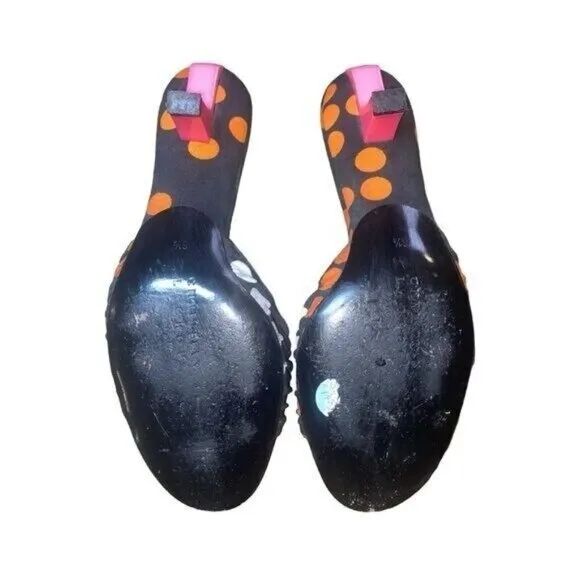 Christian Lacroix Women's Heel Mules Sandals Ladybug Pattern Size 6.5