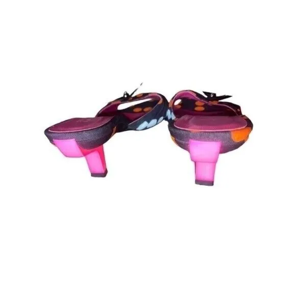Christian Lacroix Women's Heel Mules Sandals Ladybug Pattern Size 6.5
