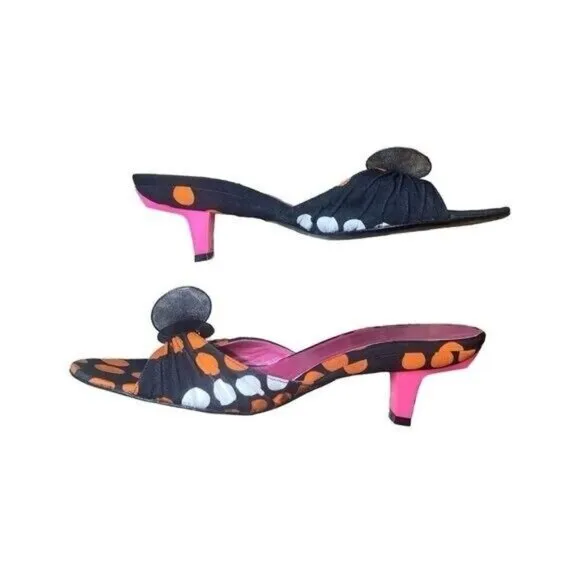 Christian Lacroix Women's Heel Mules Sandals Ladybug Pattern Size 6.5