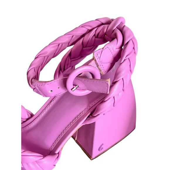 Circus by Sam Edelman Pink Braided Block Heel Sandals With Ankle Strap Size 8.5