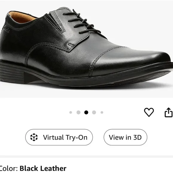 Clarks Black Oxford Tilden Cap Toe Lace Up Classic Leather Shoes 8.5