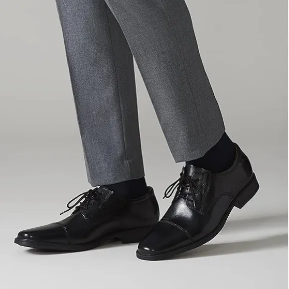 Clarks Black Oxford Tilden Cap Toe Lace Up Classic Leather Shoes 8.5