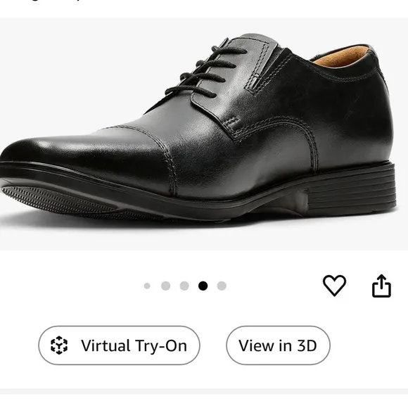 Clarks Black Oxford Tilden Cap Toe Lace Up Classic Leather Shoes 8.5