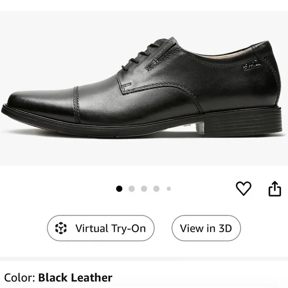 Clarks Black Oxford Tilden Cap Toe Lace Up Classic Leather Shoes 8.5