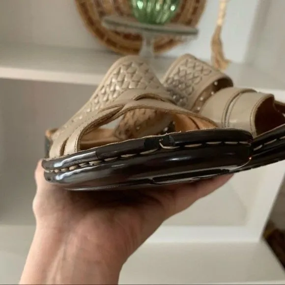 Clarks Comfort Open Toe Leather Woven Sling Back Sandals