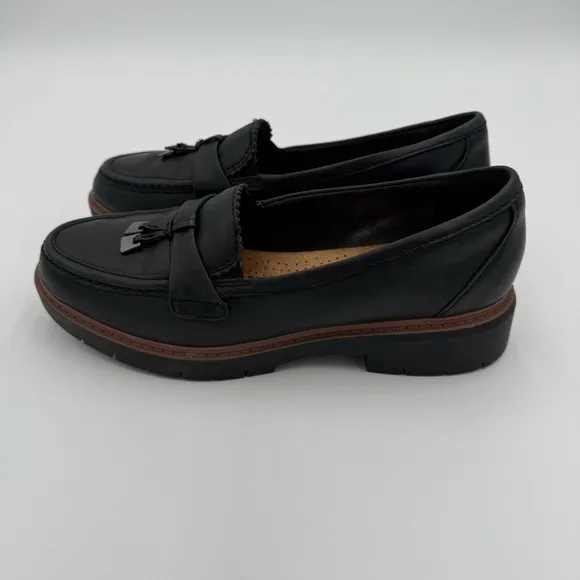 Clarks Westlynn Bella Chunky Lug Sole Tassel Slip On Loafers Flats Shoes 8.5